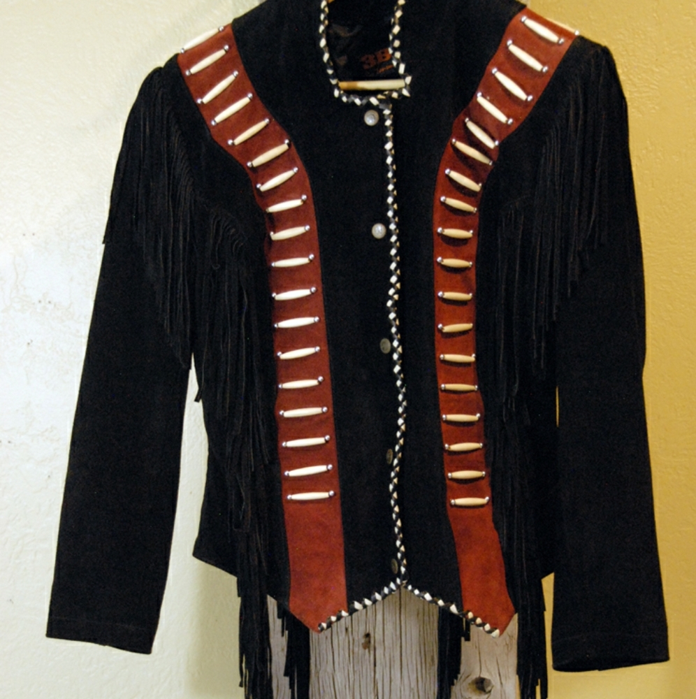 Suede leather fitted biker jacket